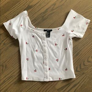 White cherry crop top